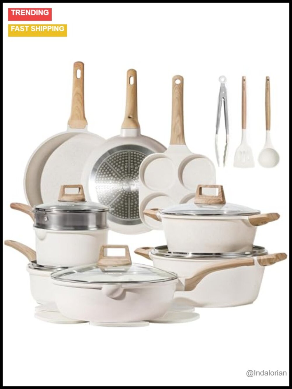 21-Piece Nonstick Cookware Set Die-Cast Aluminum Granite Coating Induction